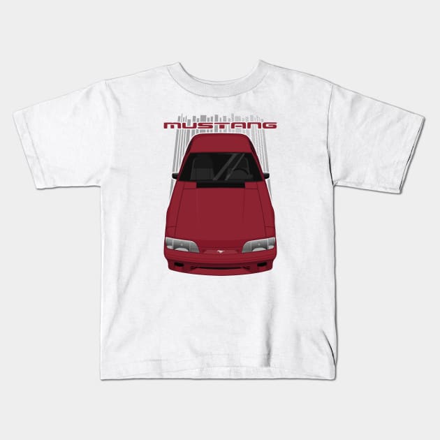 Mustang 1987 to 1993 Fox - Electric Red Kids T-Shirt by V8social